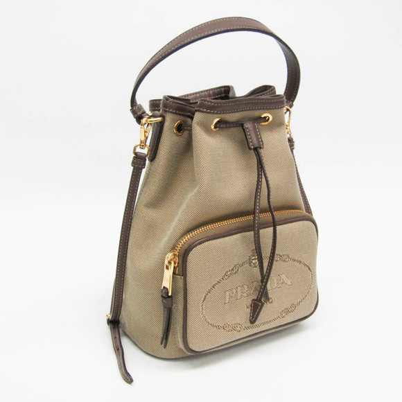 Prada Logo Jacquard Drawstring Bag Women's Leather,Jacquard Handbag,Shoulder ... - Picture 7 of 12